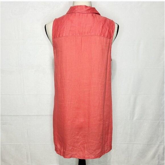 J. Jill Coral Linen Sleeveless Button Down Hi Lo Top S EUC - Picture 2 of 10